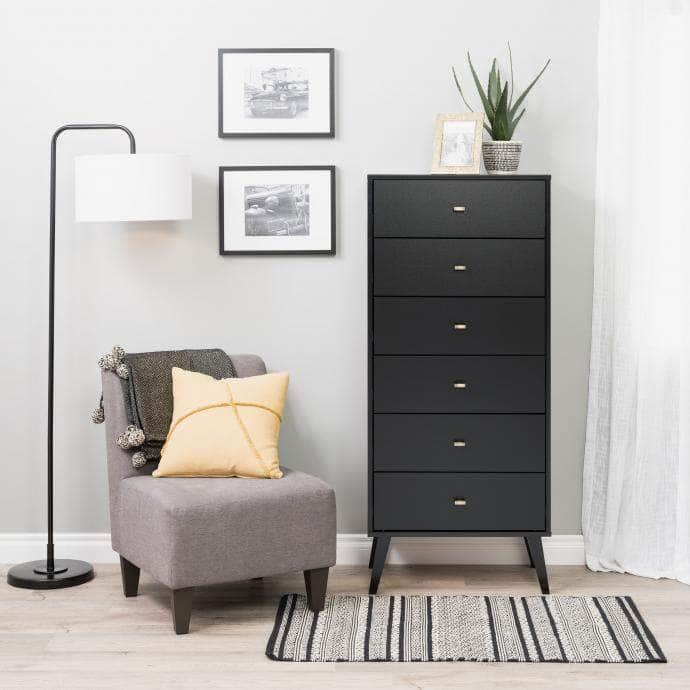 Black 6 drawer on sale dresser tall