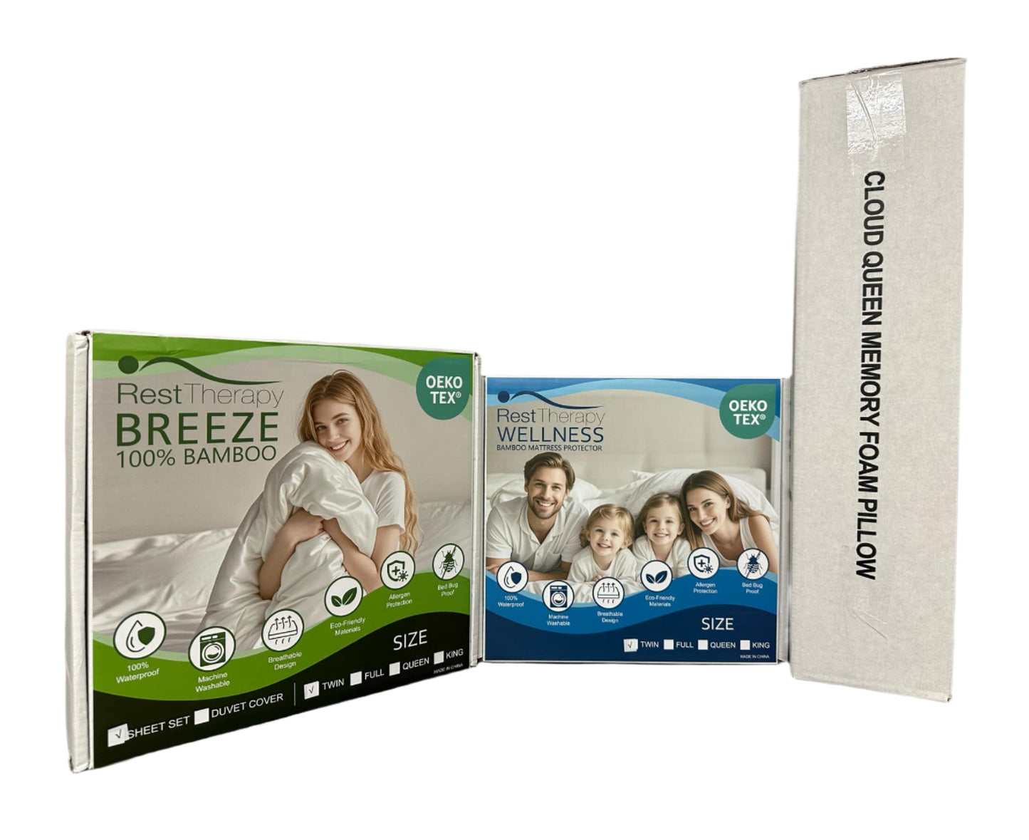 Standard Twin, Full, Queen, or King Size Bedding Package