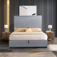 True Contemporary Bed Byron Hydraulic Lift Up Storage Platform Bed in Grey Linen - Available in 2 Sizes