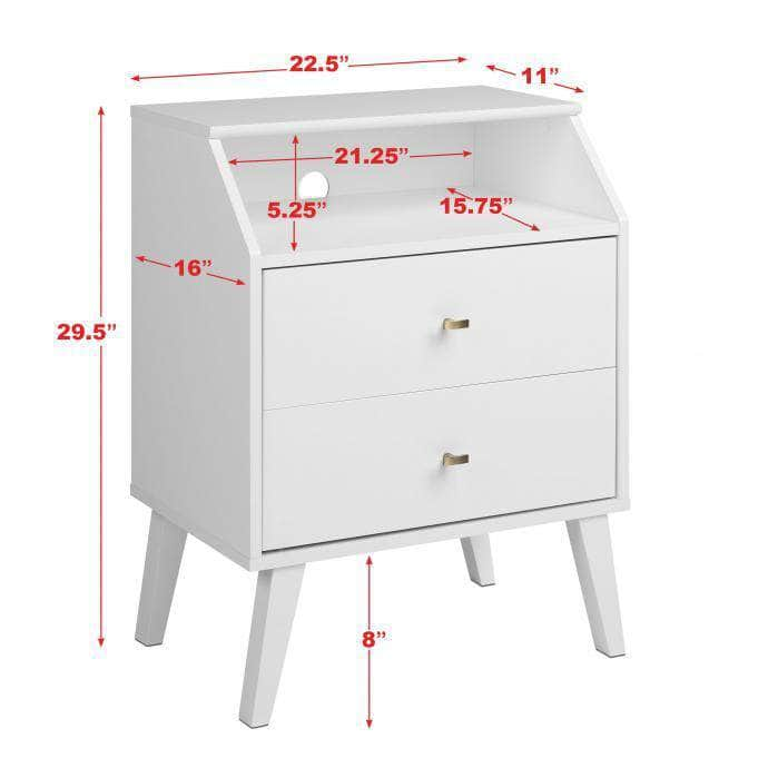 Prepac milo mid century modern 2 drawer nightstand deals stores