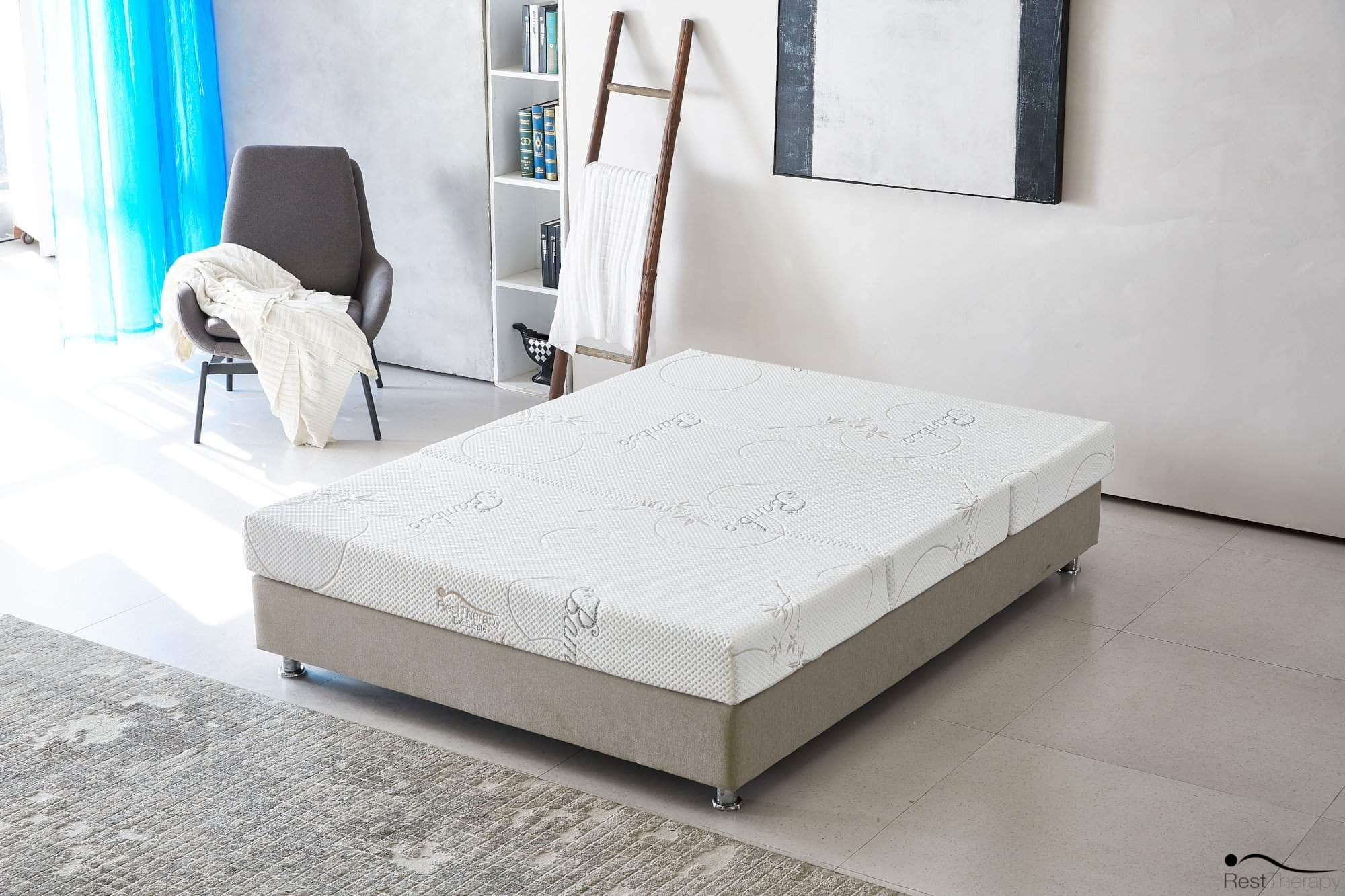 Rest Therapy 6 Inch Exhilarate Tri Fold Bamboo Cool Memory Foam Mattress Matelas En Mousse a Memoire De Forme a Trois Volets De 6 Pouces Twin Full or Queen Sizes True Contemporary